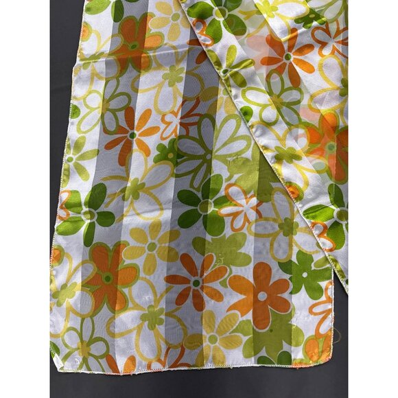 Vintage Retro Floral Polyester Scarf Made In Korea Mod 60s Style Headwear - Picture 2 of 5